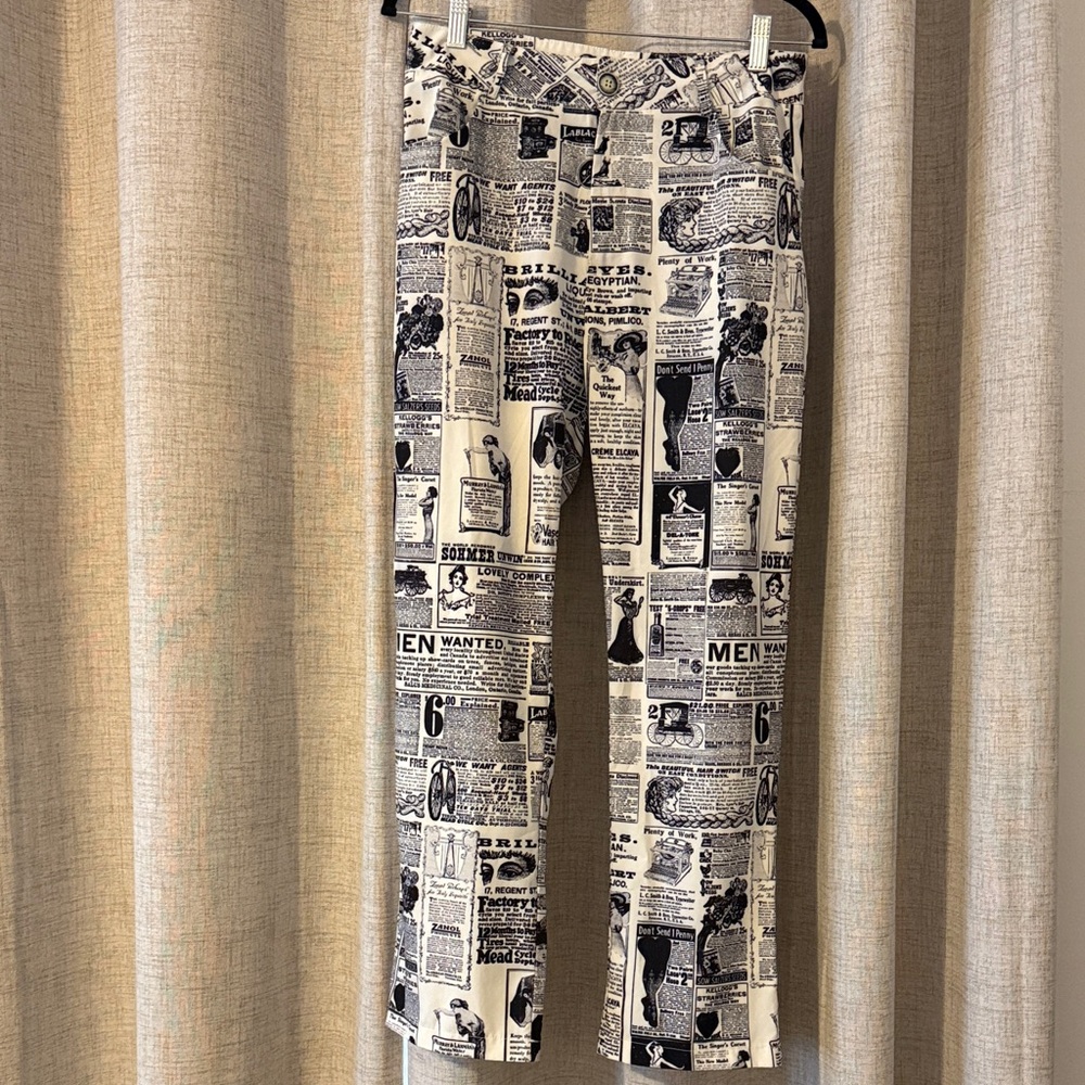Vintage Newspaper Print Pants